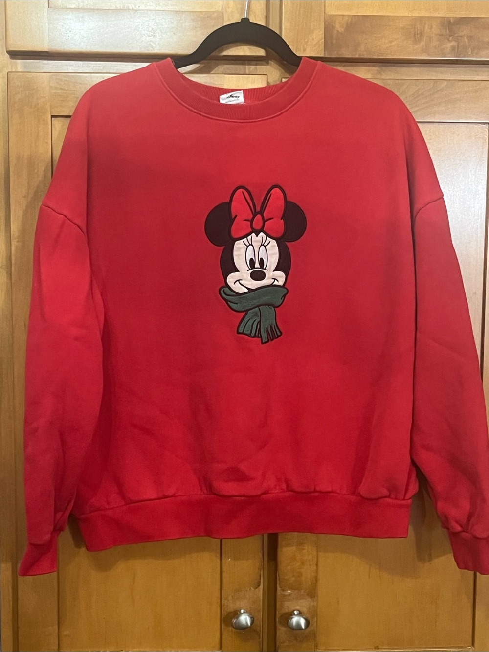 Disney Minnie Mouse Red Oversized Graphic Crewneck Sweatshirt Size Large/XL